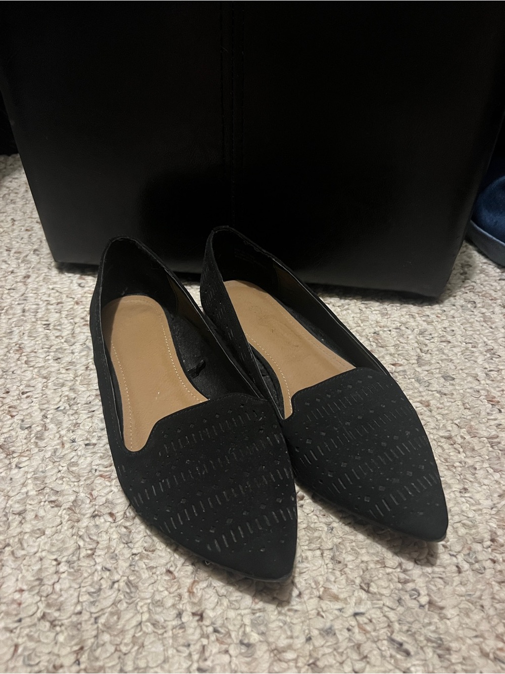 Black Women's Loafers, Pointed-Toe Slip-On Flats